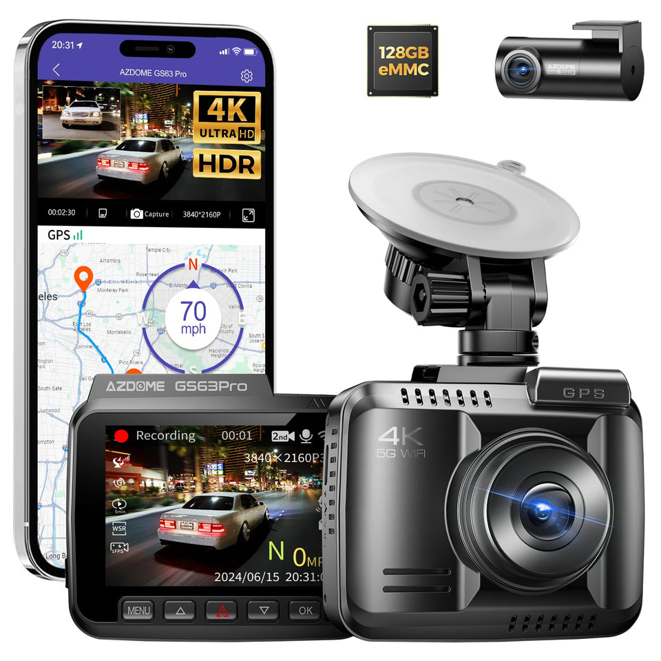 AZDOME GS63Pro front camera showing crisp 4K lens and mounting benefit
