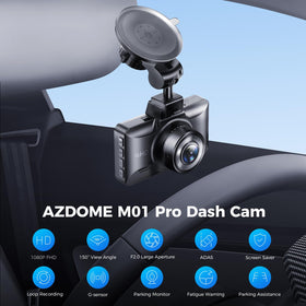 AZDOME M01 rear camera detail demonstrating compact design and rear coverage benefit