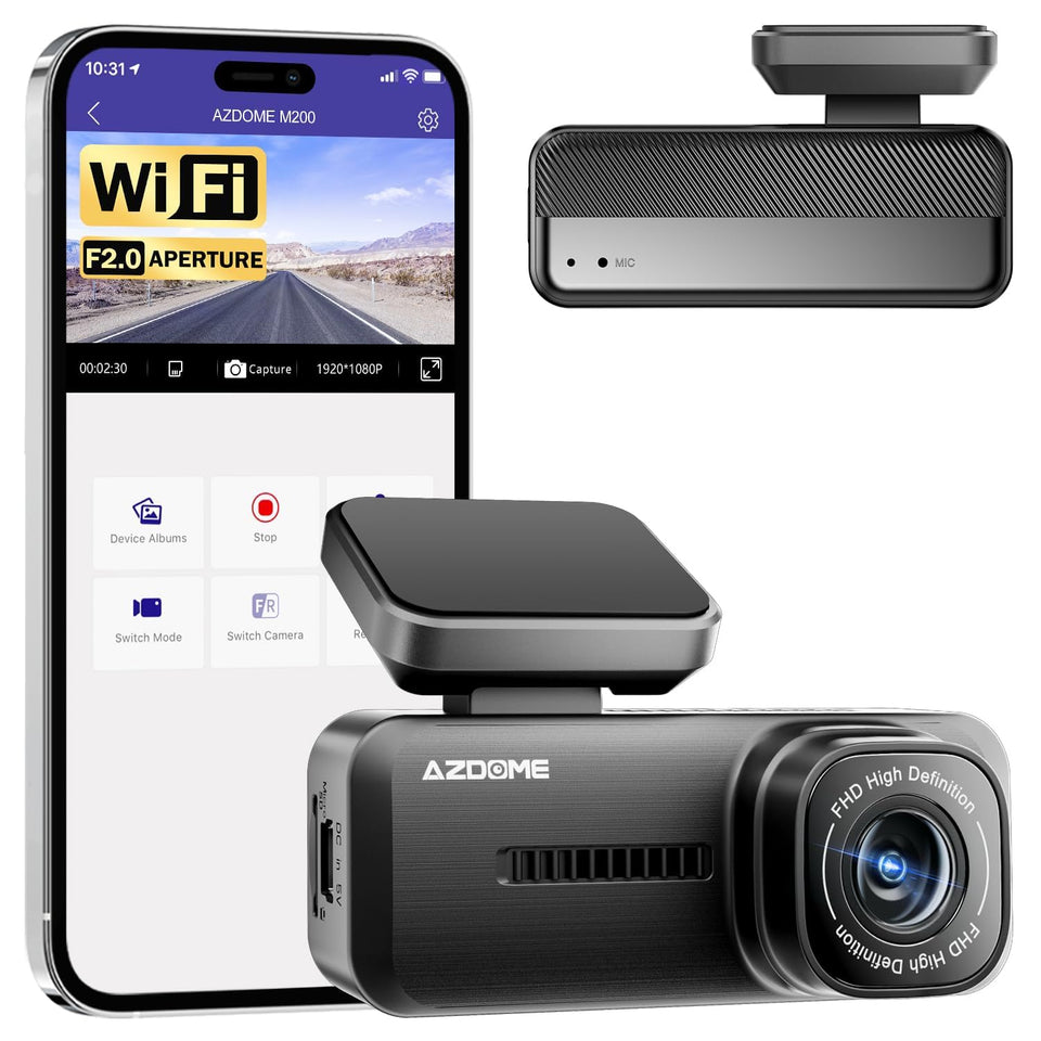 AZDOME M200 mini dash cam front view in full HD for daily protection