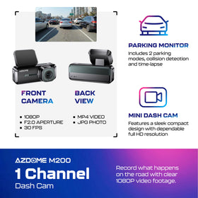 AZDOME M200 wide-angle coverage showing broad road visibility for safer drives