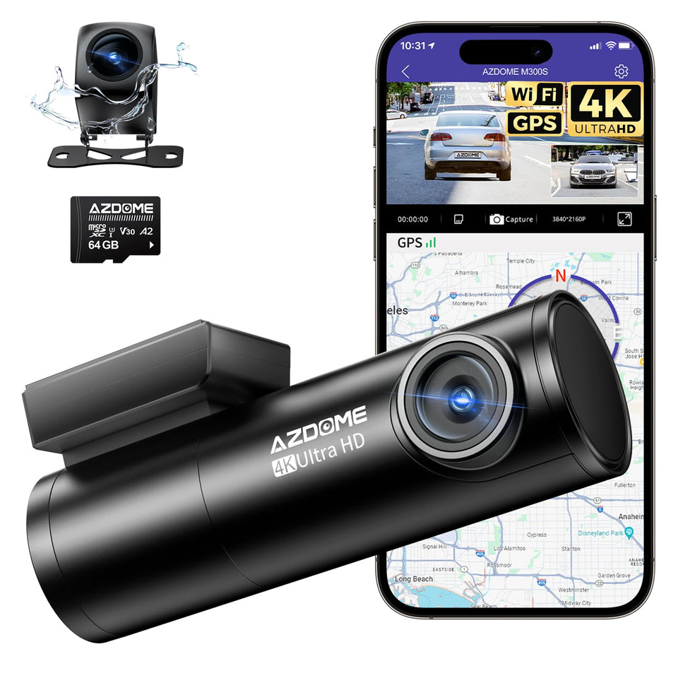 AZDOME M300S front camera in 4K for clear license plates