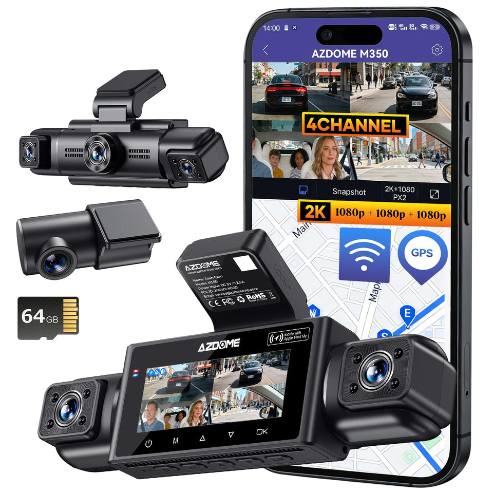 AZDOME M350 front 2K camera capturing crisp road footage for clear evidence