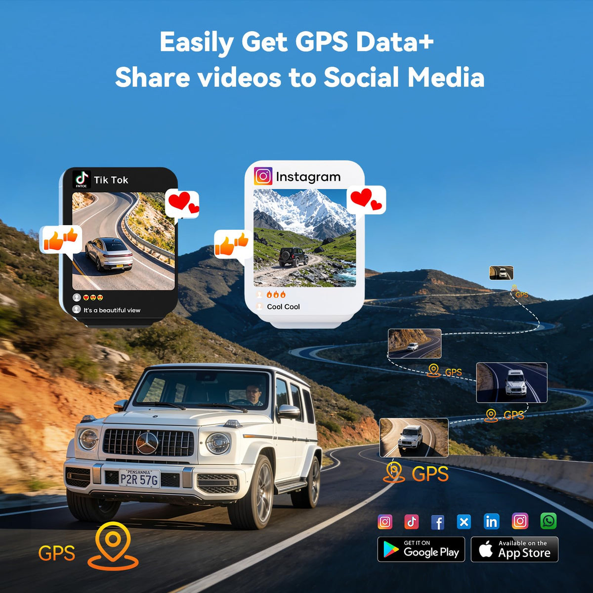 AZDOME M350 GPS speed and route data enhances trip records