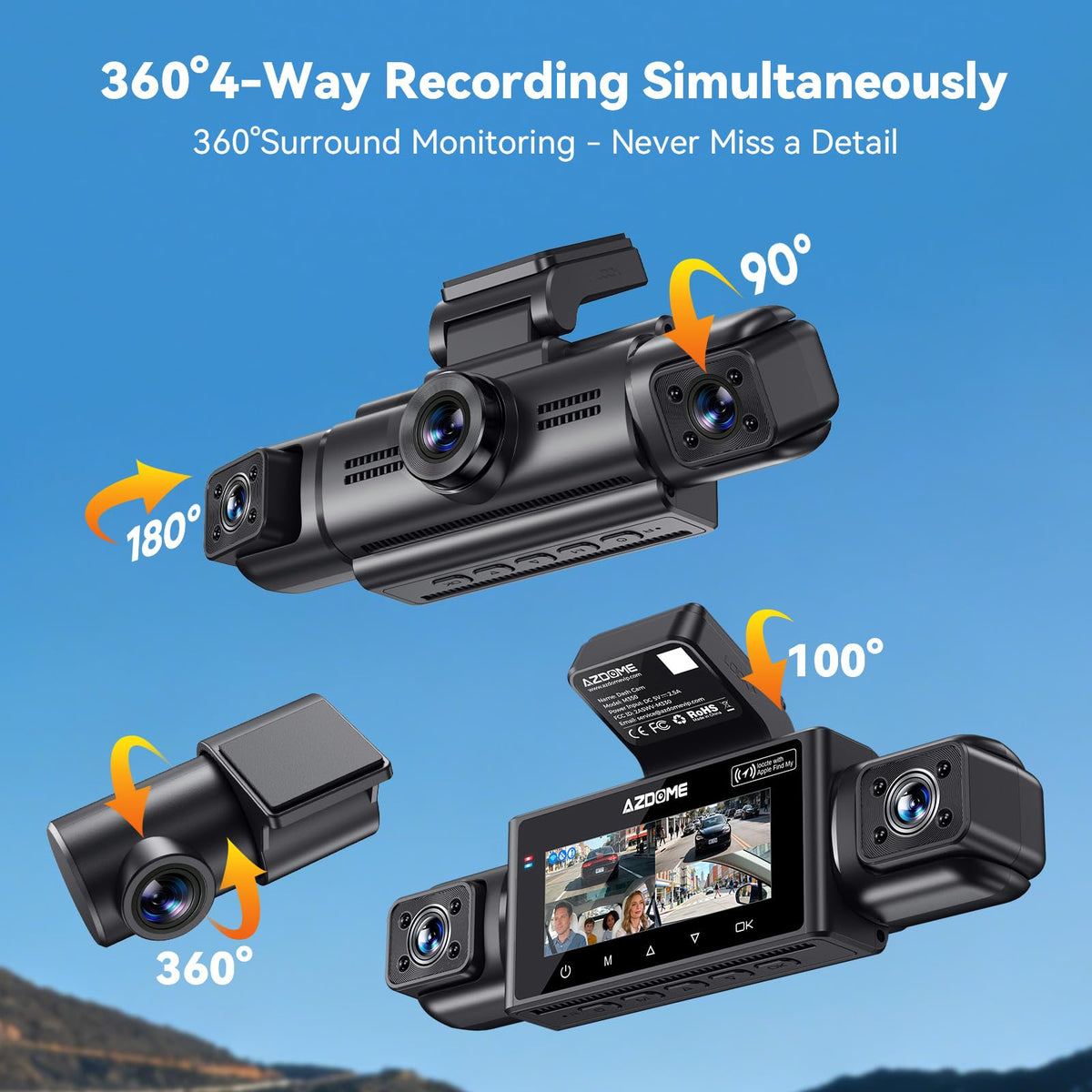 AZDOME M350 side 1080p camera providing wide coverage of nearby lanes