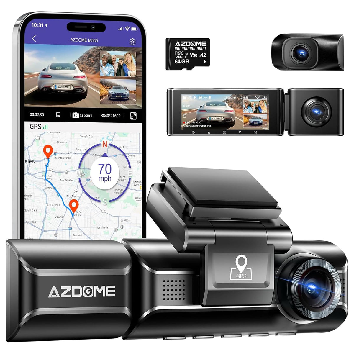 AZDOME M550 front camera in 4K for crystal driving footage