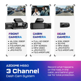 AZDOME M550 interior IR camera for clear cabin footage in low light