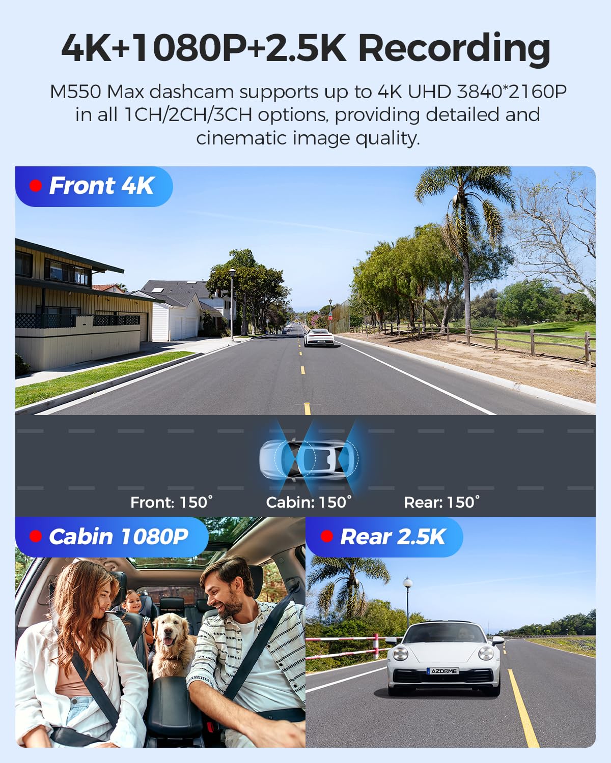 AZDOME M550 Max dual STARVIS low-light imaging enhances visibility on dim roads.