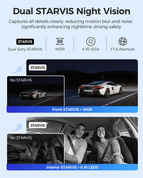 AZDOME M550 Max front view at night delivers clearer footage in low-light driving.