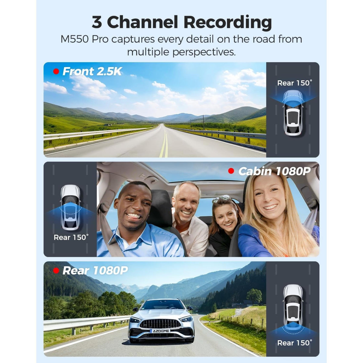 AZDOME 3.19-inch screen playback demonstrating quick onsite review benefit