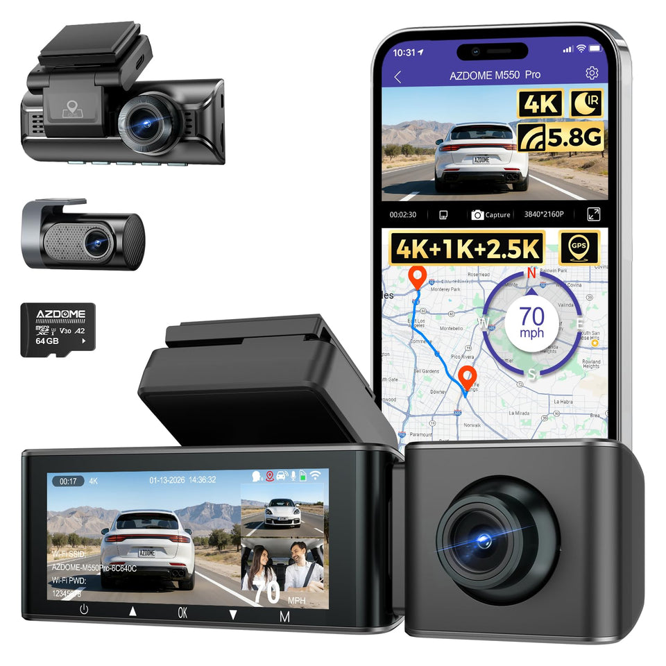 AZDOME M550 Pro front camera captures 4K road details for clear daytime footage