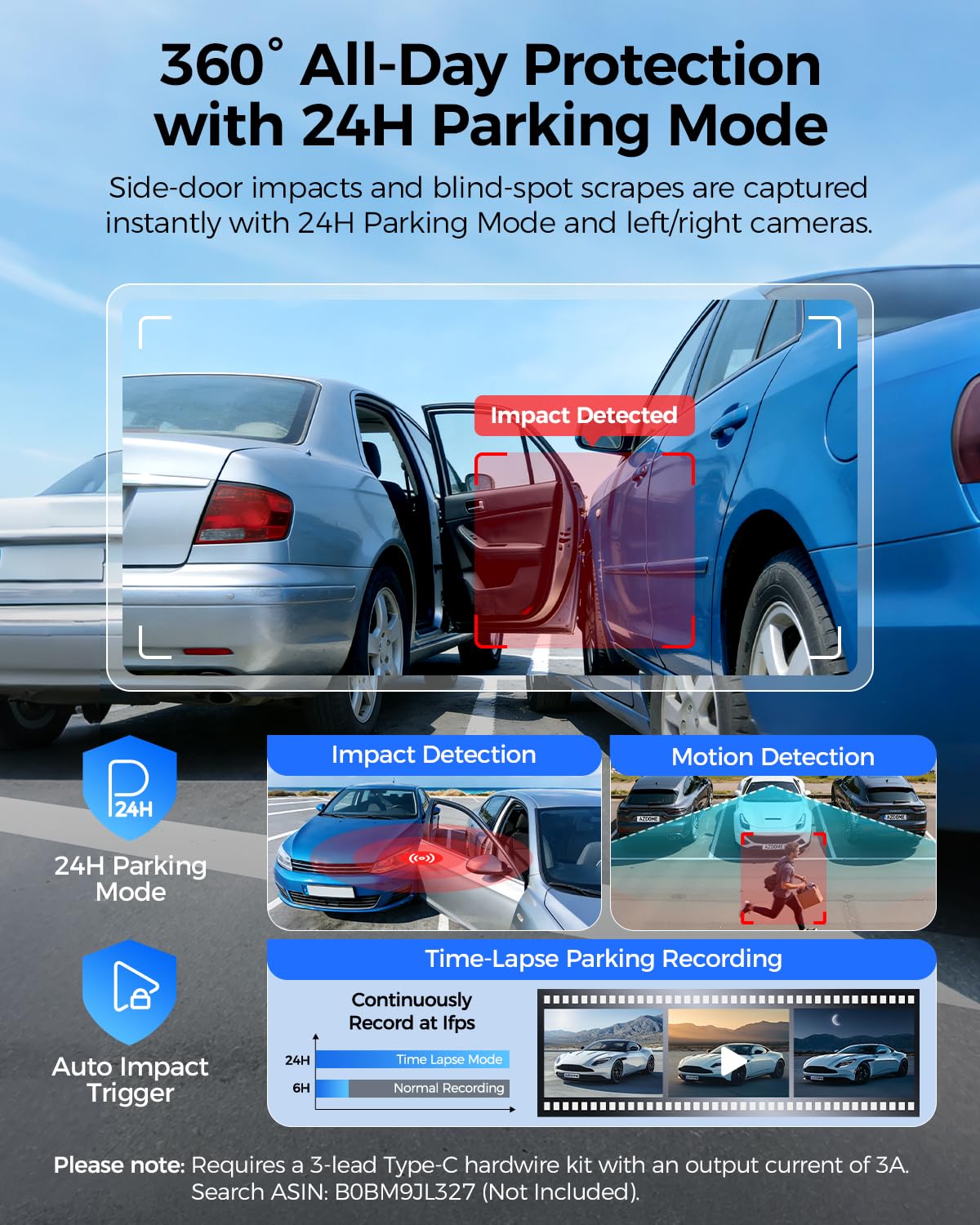 AZDOME M660 right lens captures passenger-side events with clarity.