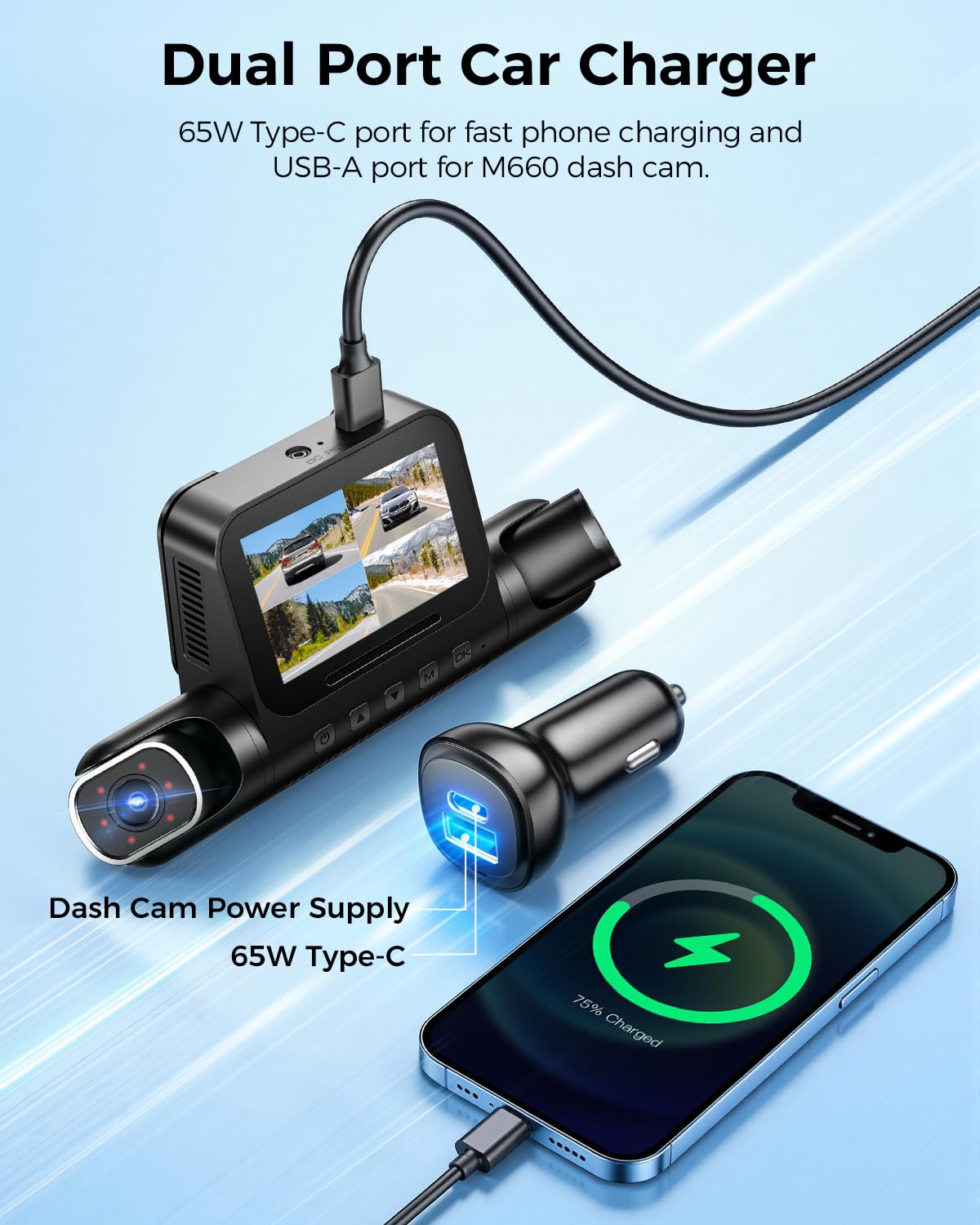 AZDOME M660 voice control and app access for hands-free operation.