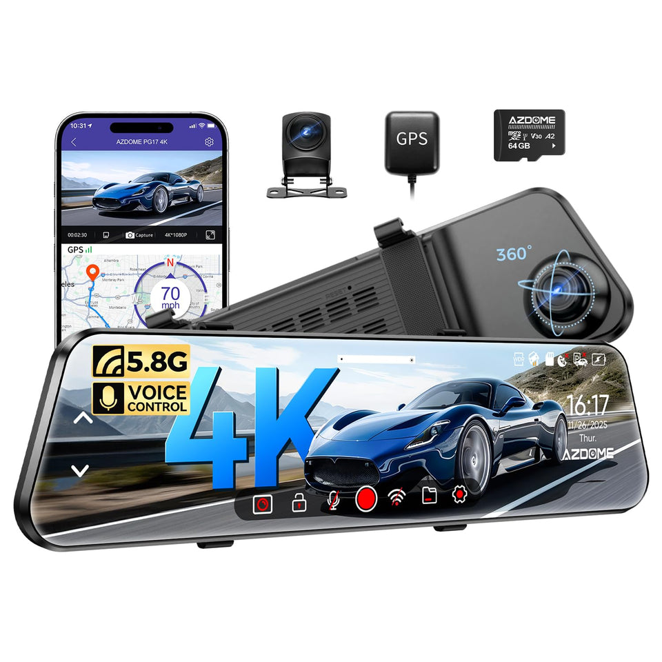 AZDOME PG17 front 4K camera captures crisp highway footage for reliable evidence.
