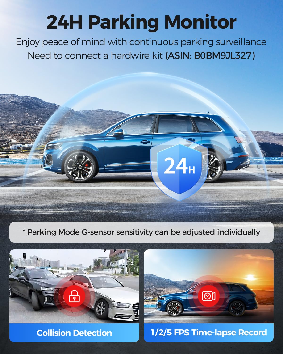 AZDOME PG17 Max 64GB card included for immediate recording