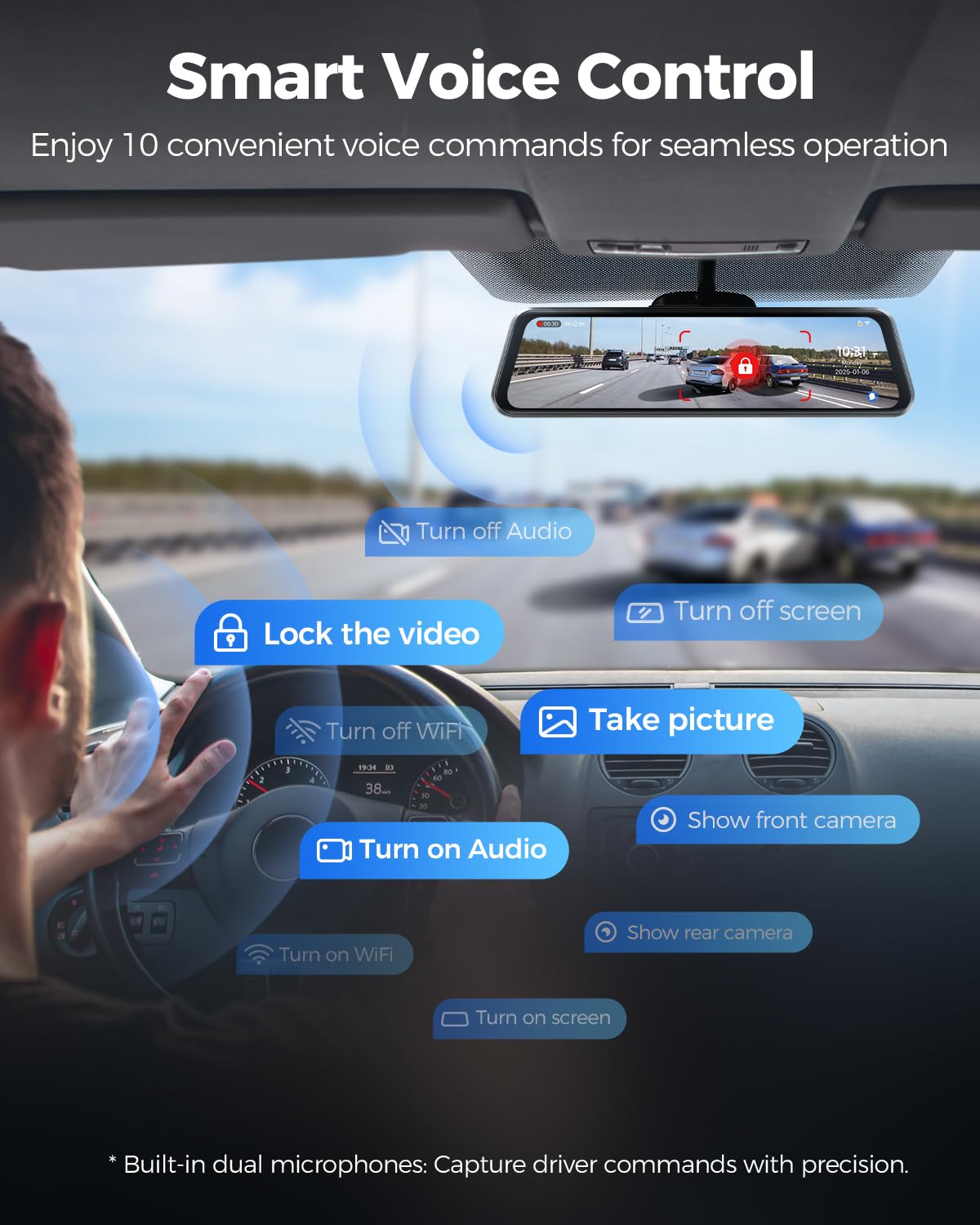 AZDOME PG17 Max BSD and LCA indicators aid safe lane changes