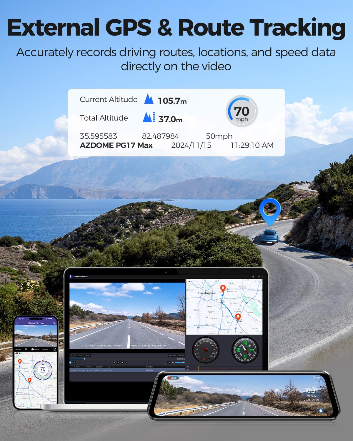 AZDOME PG17 Max voice control enables hands-free operation