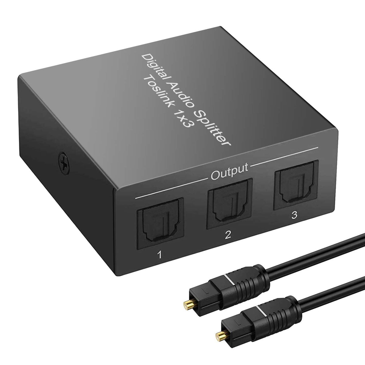 Azduou 3-port Toslink splitter box with compact aluminum design for a neat setup