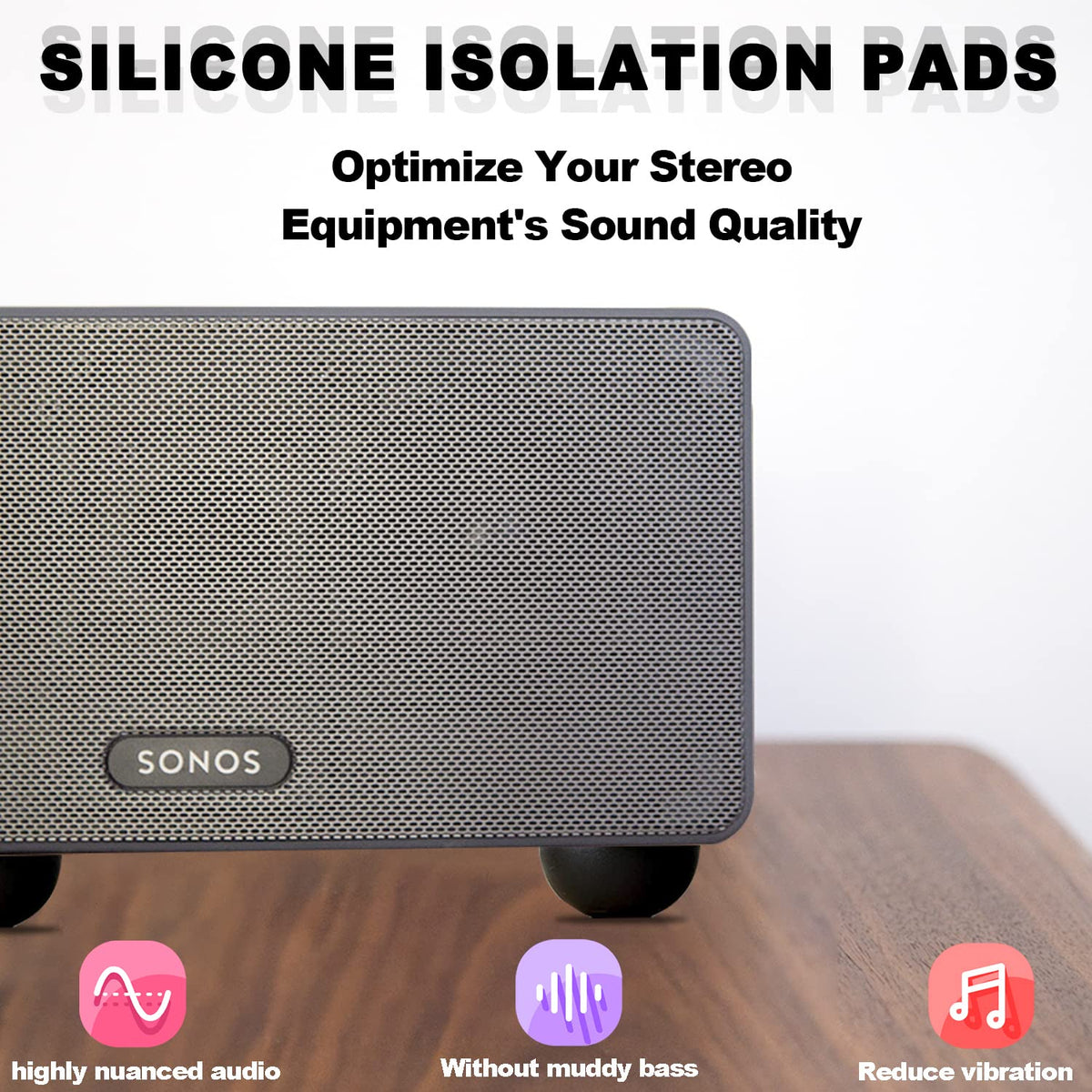 AZEAM subwoofer isolation feet help dampen bass rattle and improve clarity