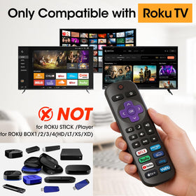 AZEN Roku TV remote back view showing durable ABS and silicone body