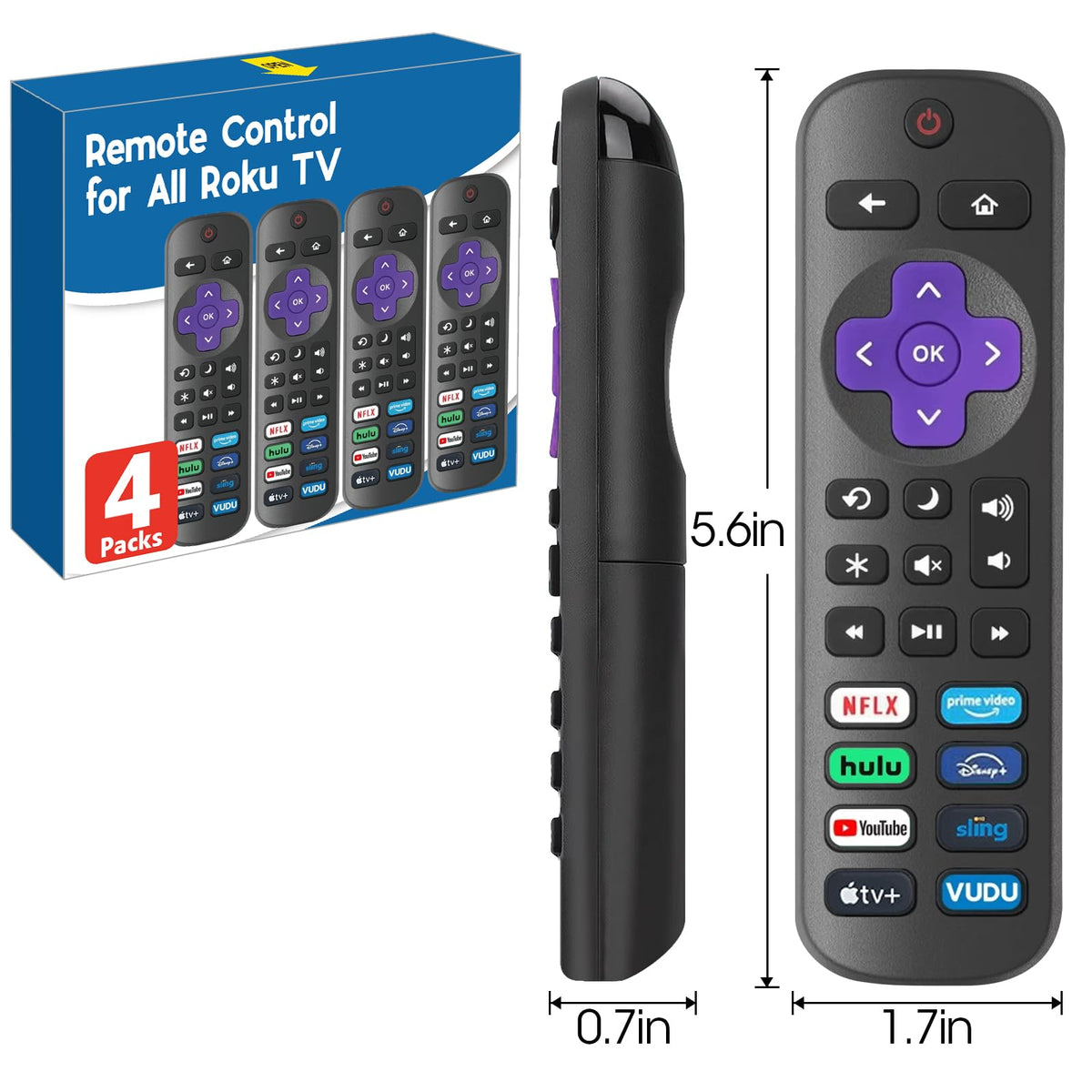 AZEN Roku TV remote durable material emphasizing rugged construction