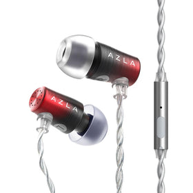 AZLA AZEL GEN 3 earbuds closeup highlighting the crystal mic for crisp voice chat