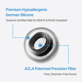 AZLA ear tip in ear demonstrating secure fit for movement and daily wear benefit