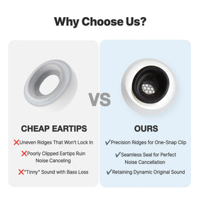 AZLA MAX AirPods Pro urethane-coated tip supporting clear sound and balance.