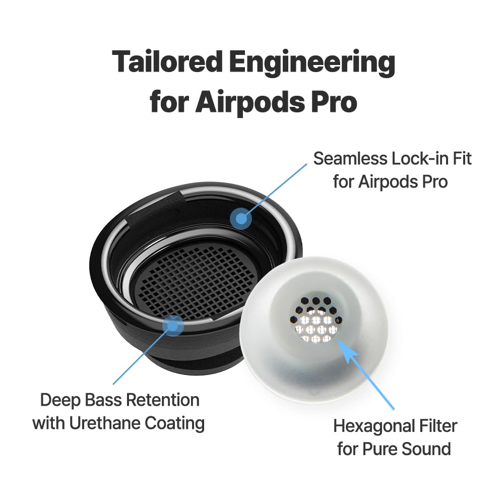 AZLA MAX urethane-coated tips for AirPods Pro enhance isolation with preserved bass.