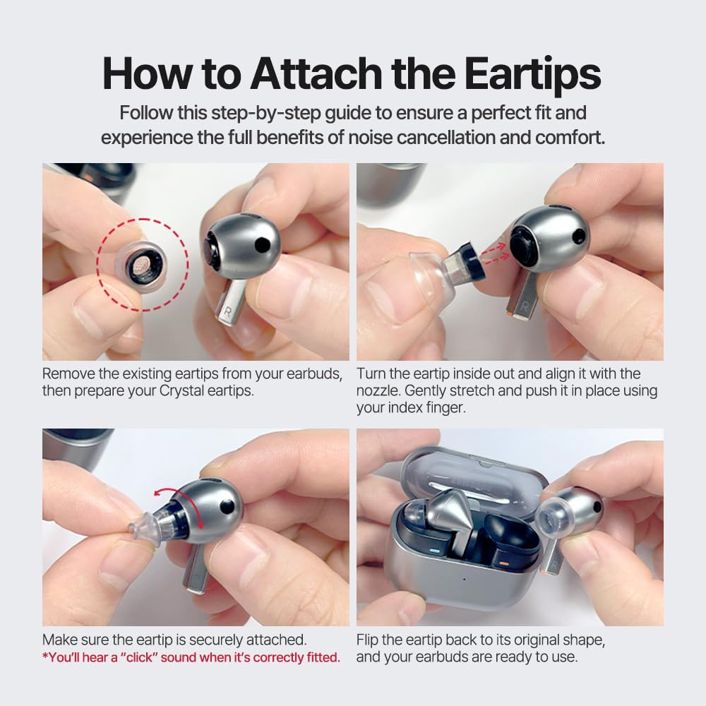 Two crystal ear tip pairs included for Galaxy Buds 3 Pro
