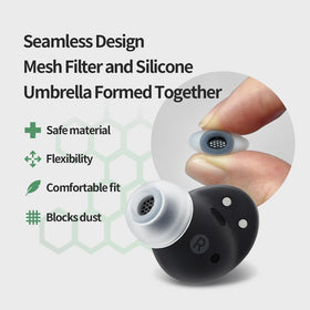 Dust-filtered tips protect ears while preserving clear sound for daily commutes.