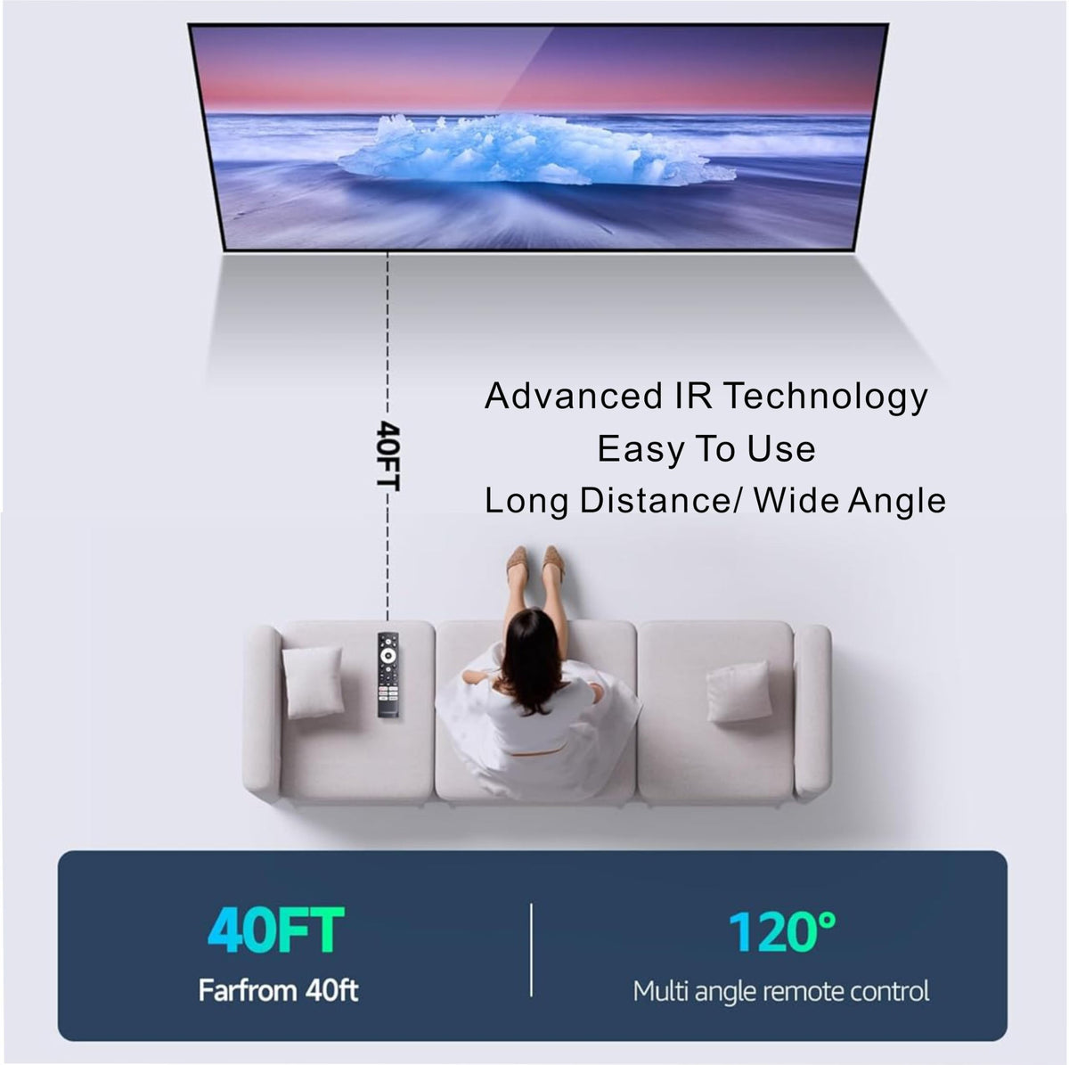 B BraiNice remote held in hand to show compact size and comfortable grip