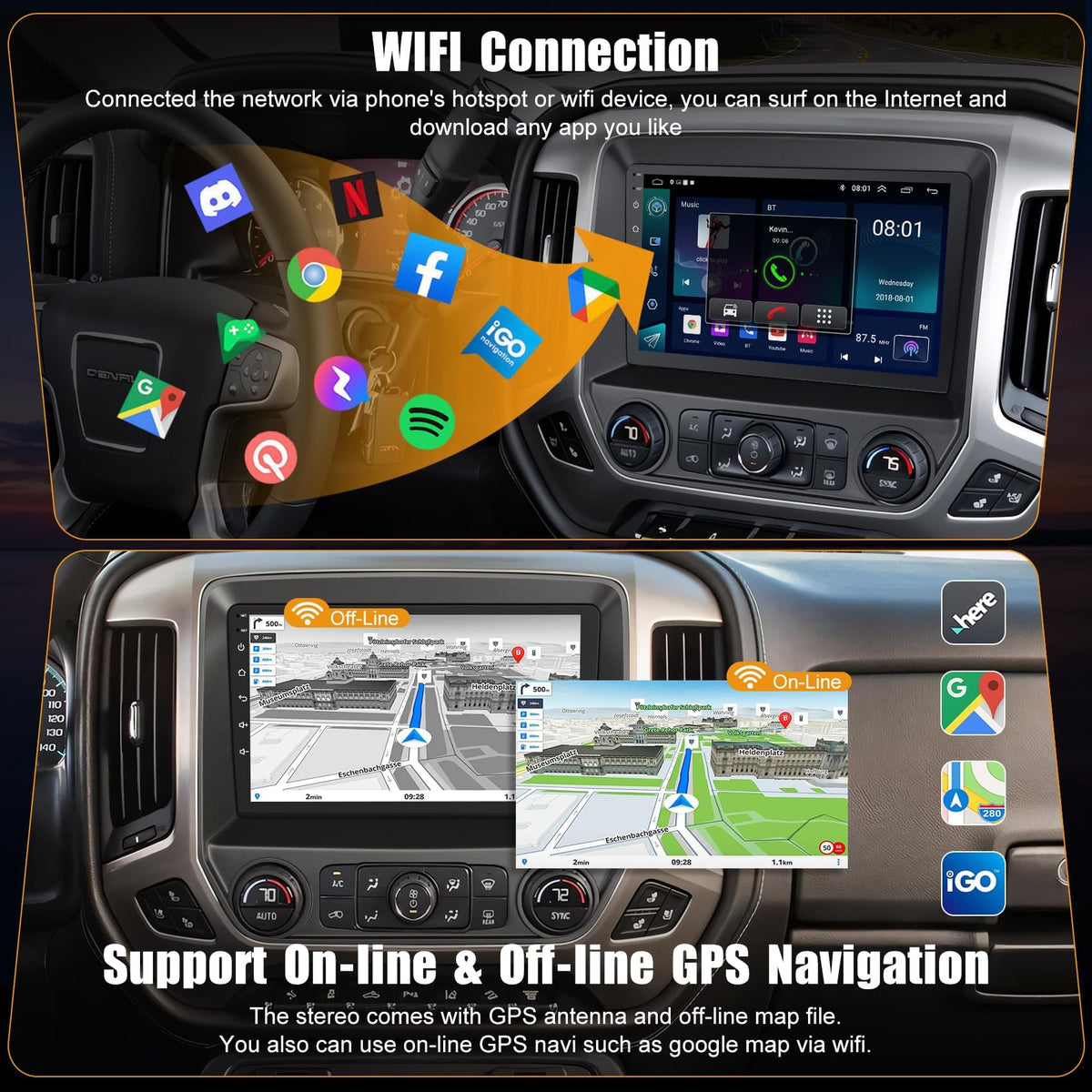 B4U 10.2 inch QLED CarPlay screen Android Auto compatibility on the go
