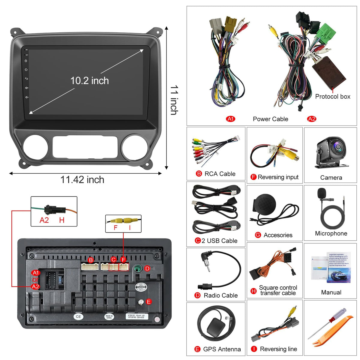 B4U 10.2 inch QLED carplay screen 170-degree backup camera view