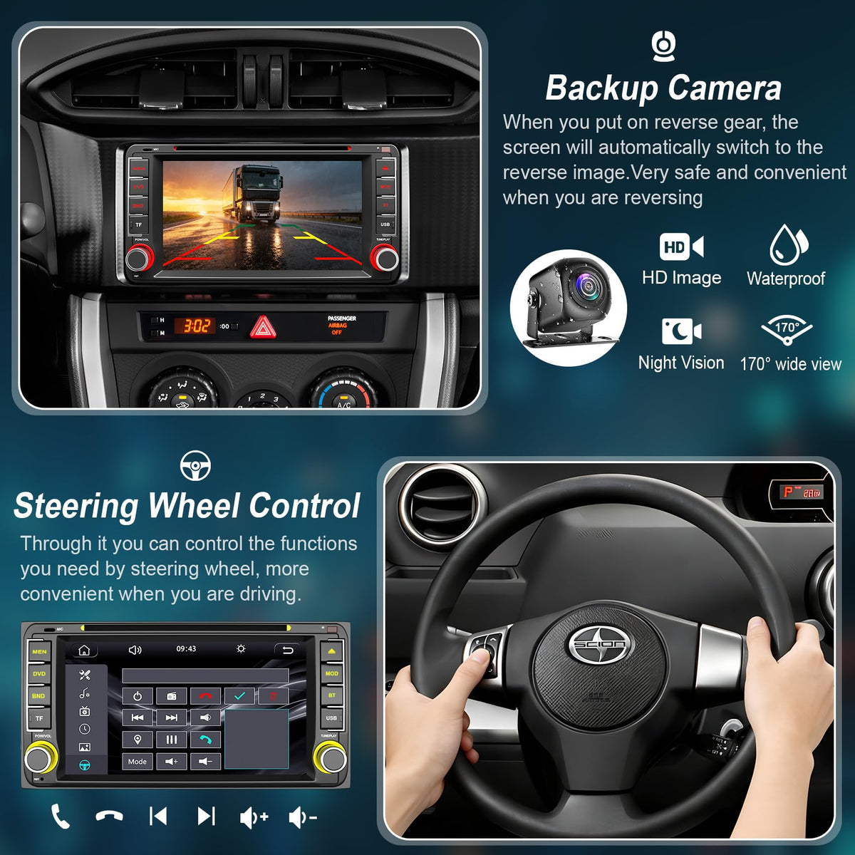 FM radio and media playback on B4U 7-inch head unit