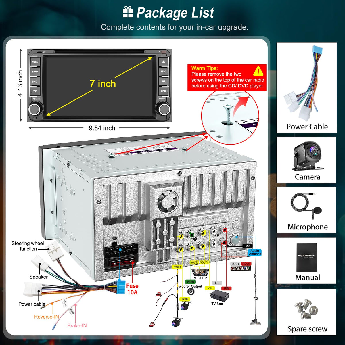 Installation kit included with B4U 7-inch head unit