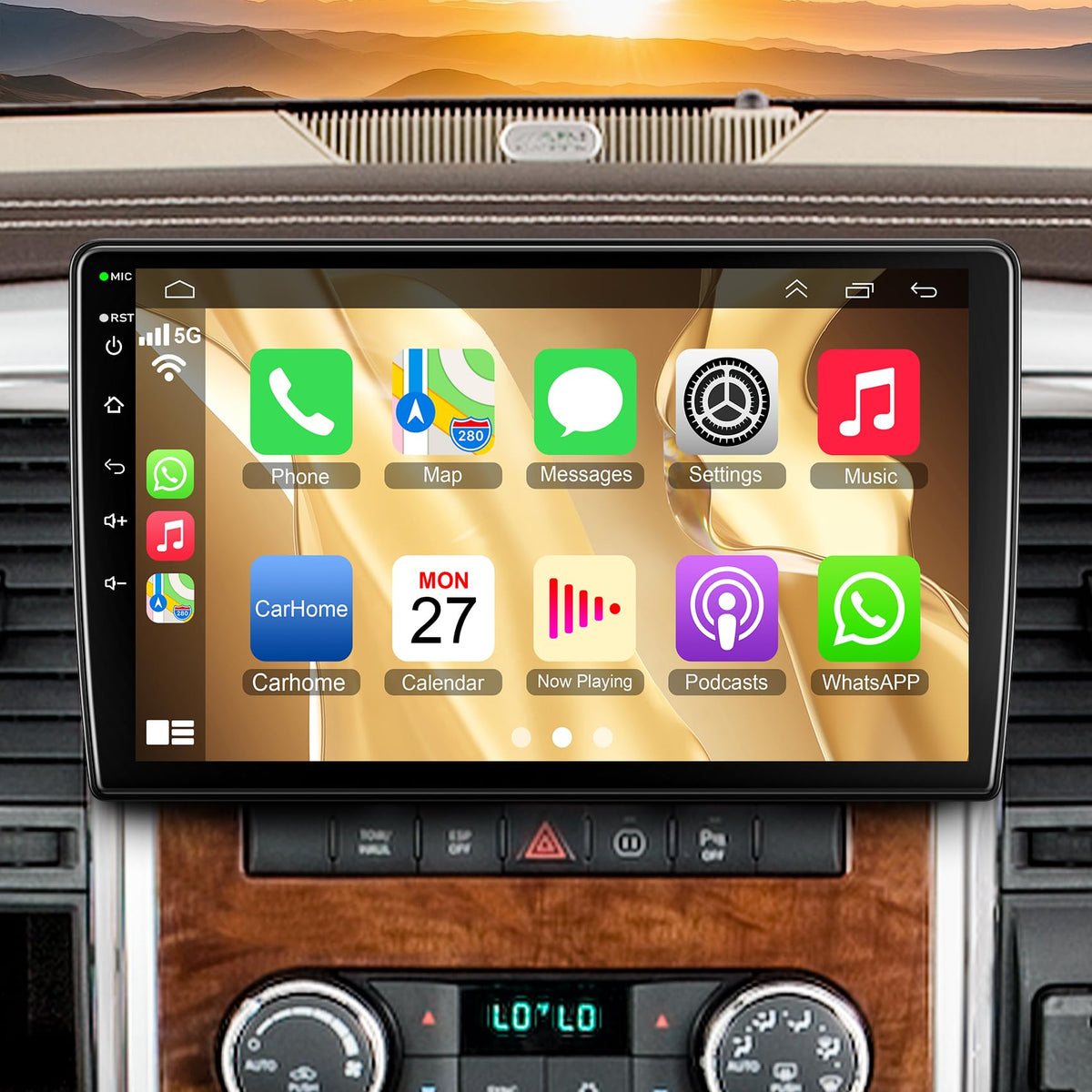 B4U 8Core 64GB 10.2-inch QLED car radio dashboard setup enhances in-car entertainment.