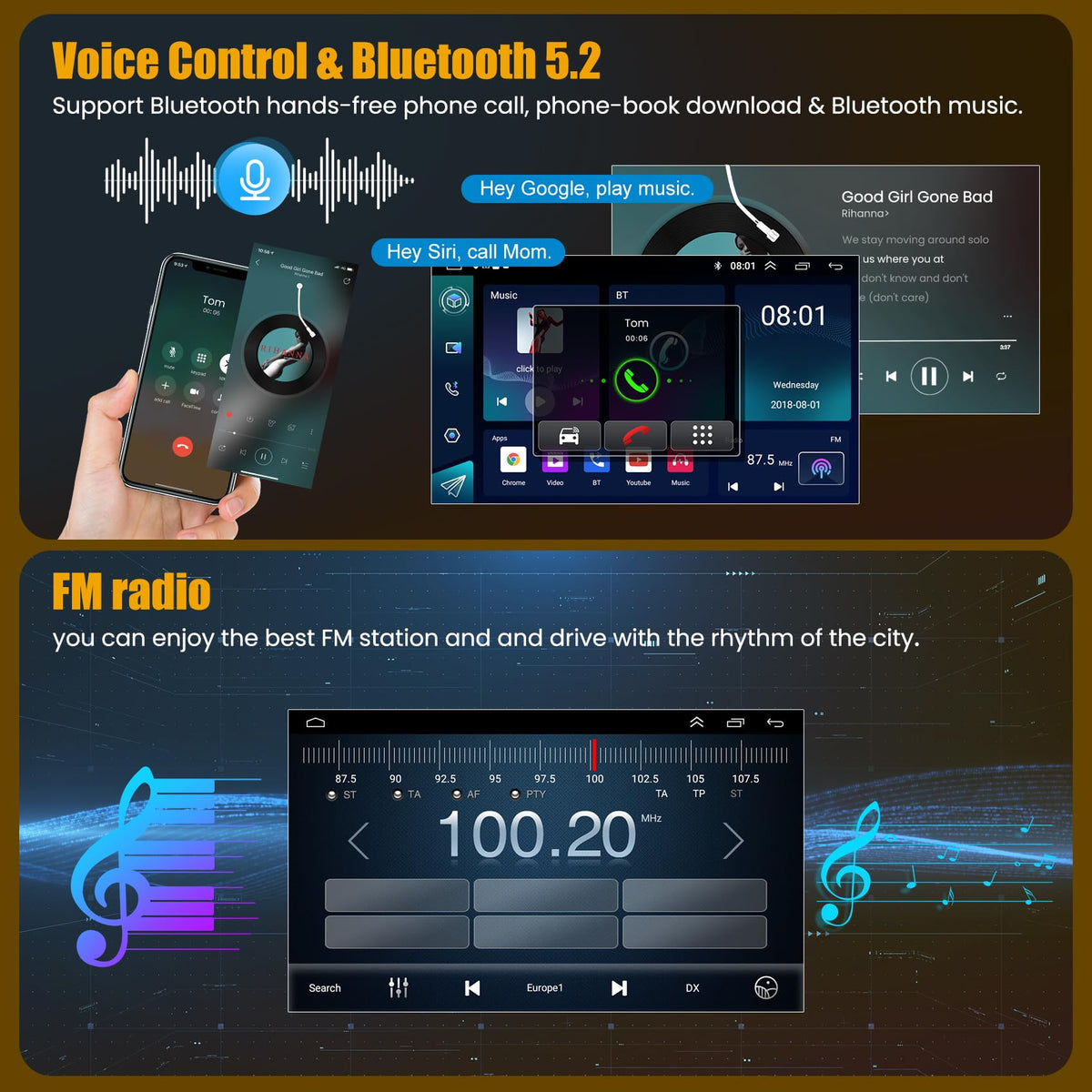 B4U Bluetooth microphone and speakers enable clear hands-free calls in Camry