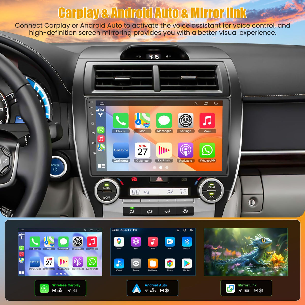 B4U Camry 2012-2014 CarPlay and Android Auto for seamless smartphone integration