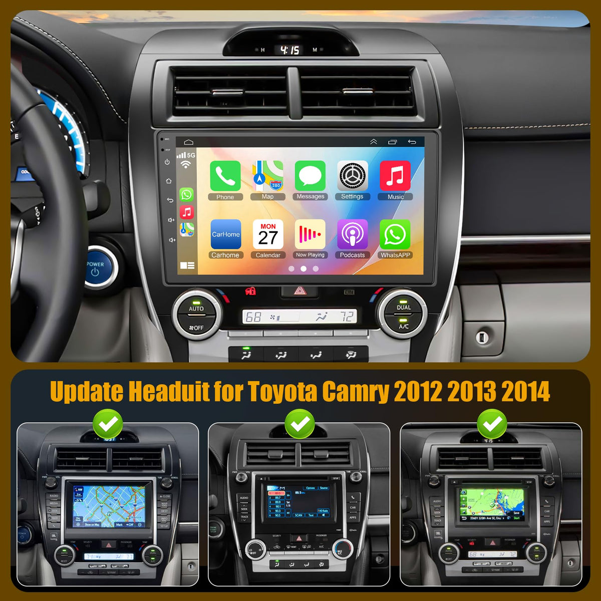 B4U dashboard UI on Camry 2012-2014 for intuitive control and enhanced visibility