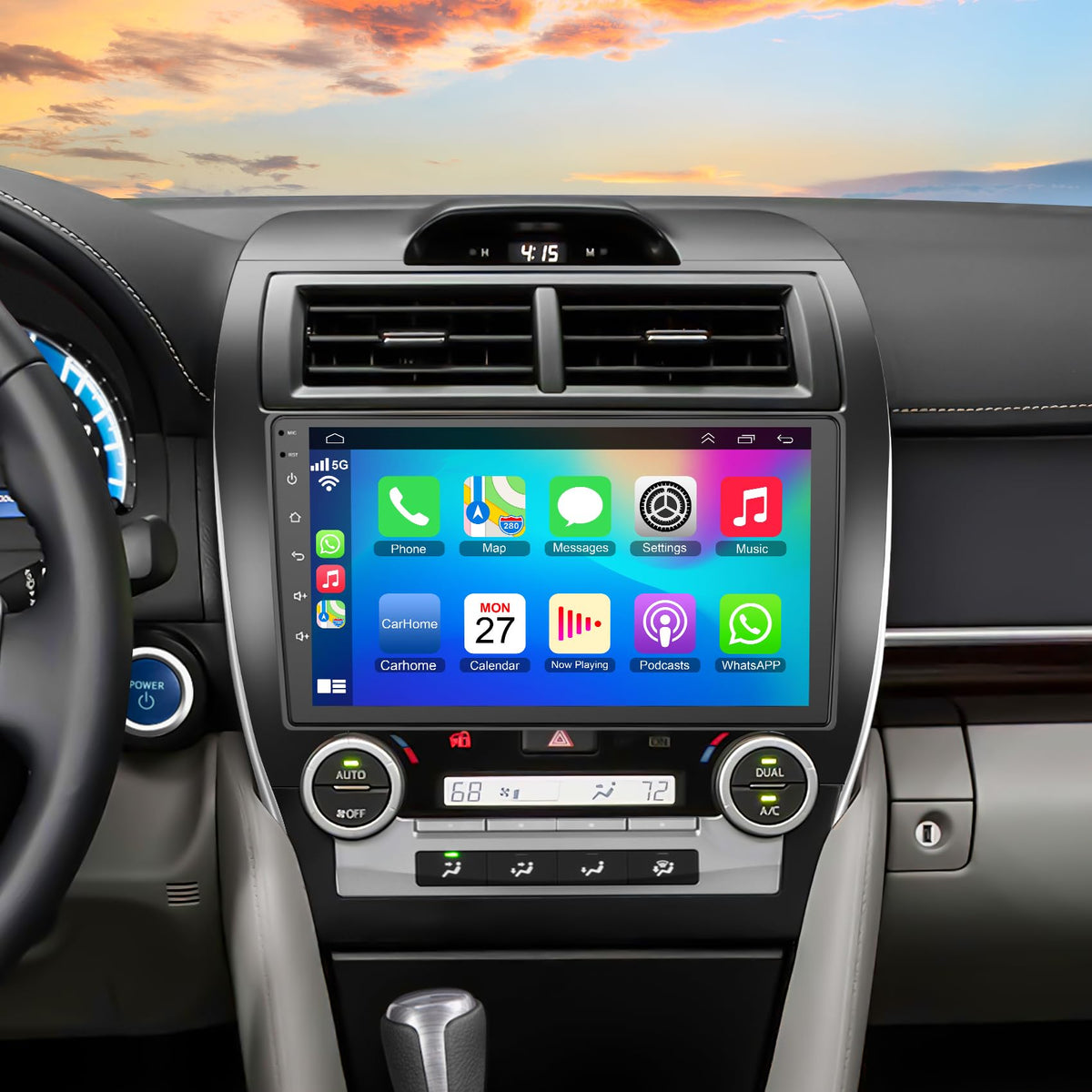 B4U 8Core 64GB QLED Camry 2012-2014 front view highlights upgraded multimedia experience