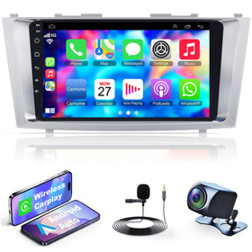 B4U 9-inch IPS display on Camry stereo with vibrant navigation visuals.