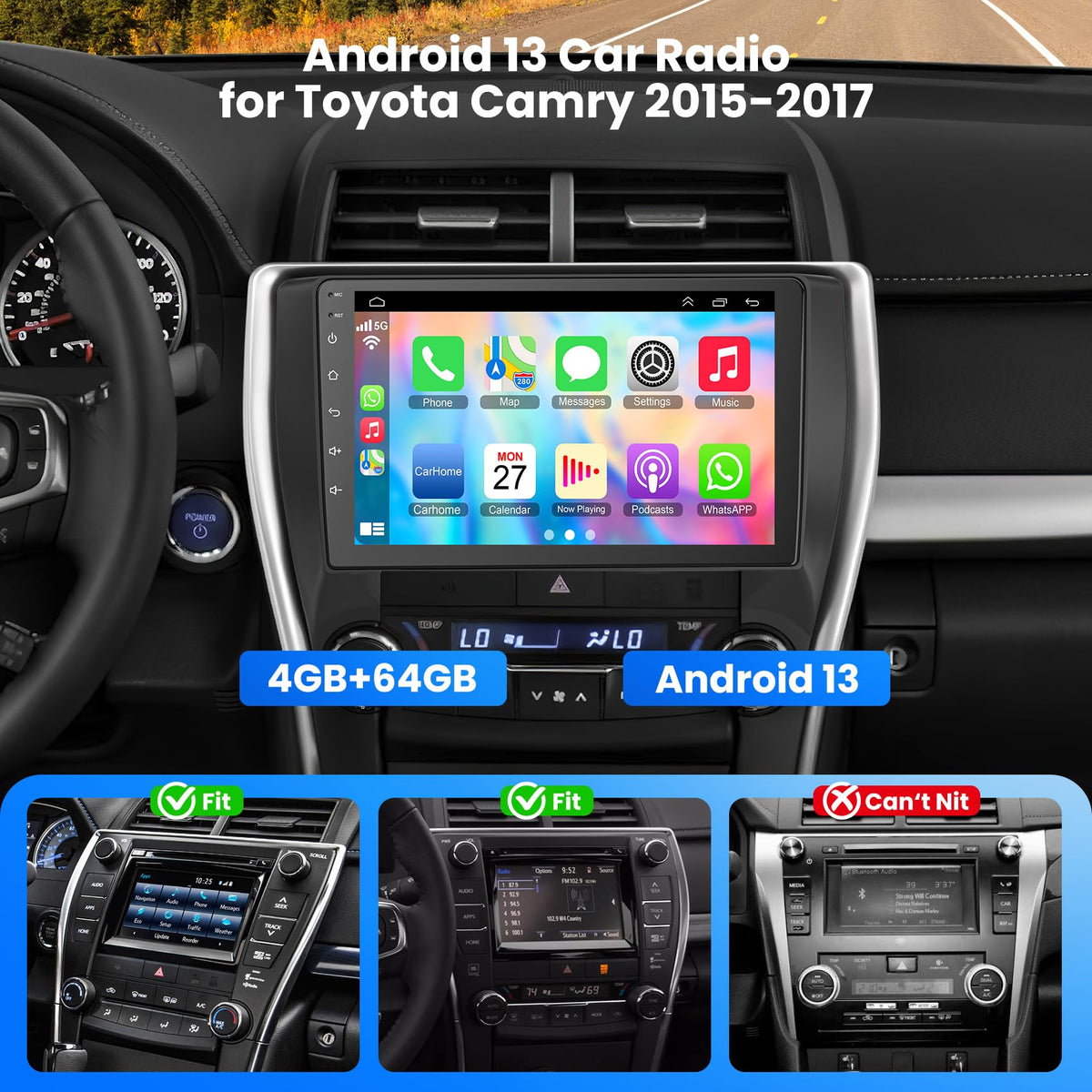 B4U Android 13 dashboard display showing fast, bright touchscreen experience