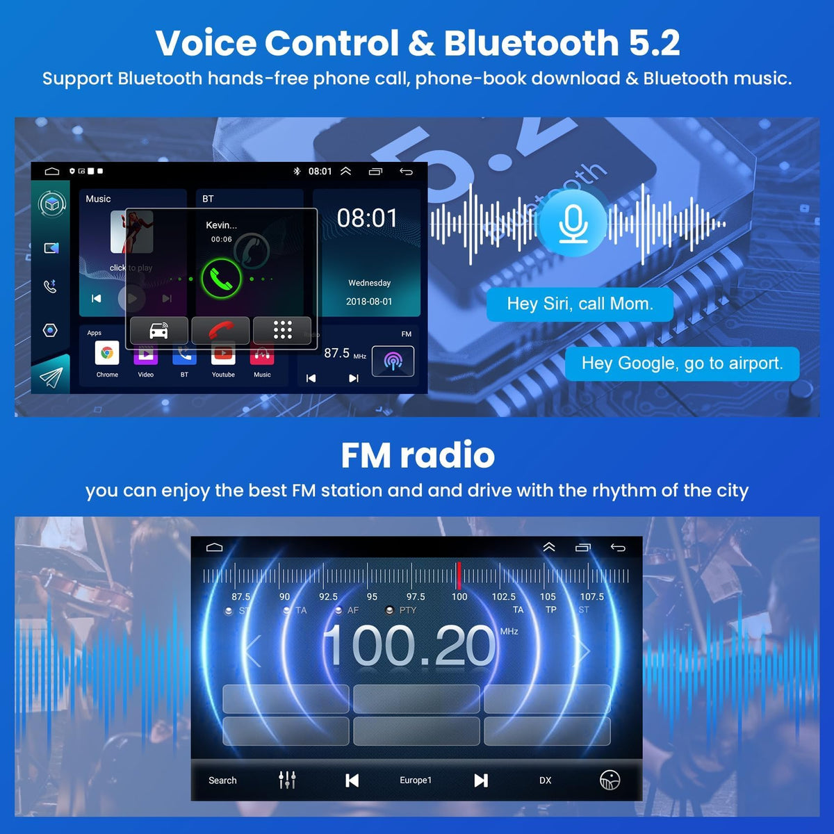 B4U Bluetooth and FM RDS radio for clear calls and live updates.