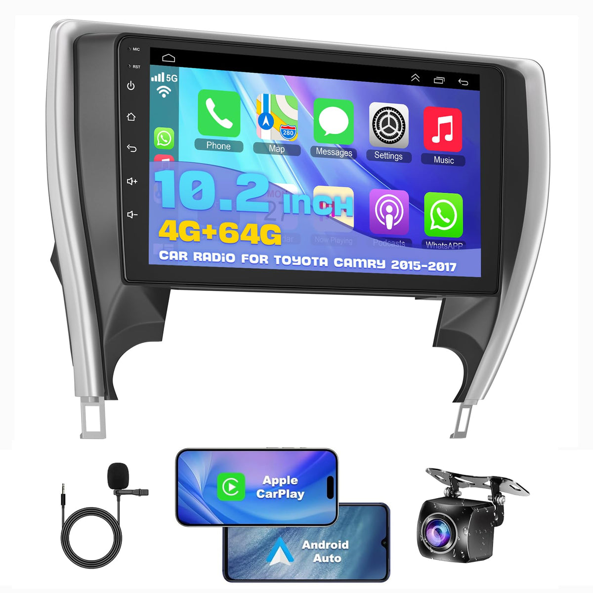 B4U Camry Android radio front view for a seamless upgrade in 2015-2017 models