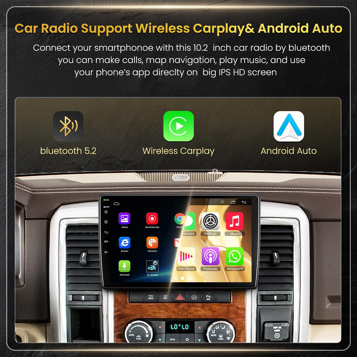 B4U CarPlay Android Auto integration for Dodge RAM improves hands-free connectivity.