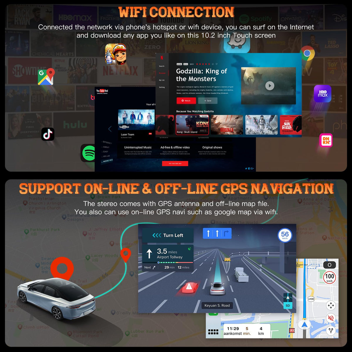B4U GPS navigation with offline and online maps for reliable routing.