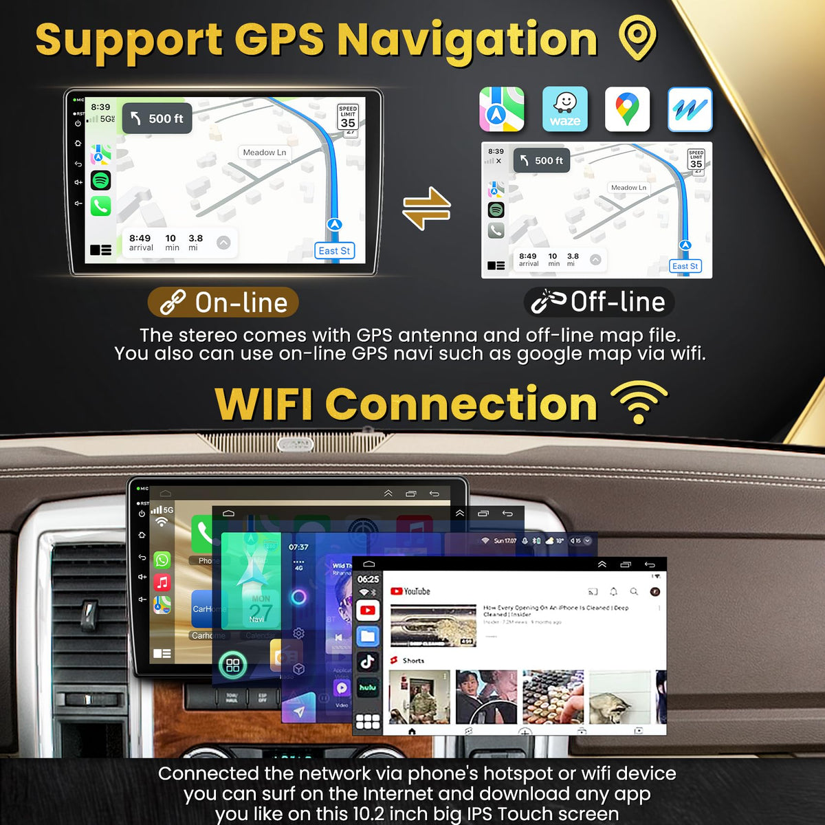 B4U GPS and WiFi navigation in Dodge RAM lets you browse maps anywhere.