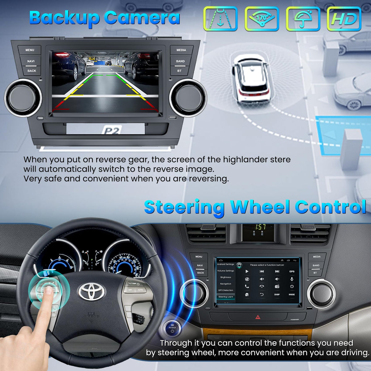 B4U Highlander 170° rear-view camera for safer reversing