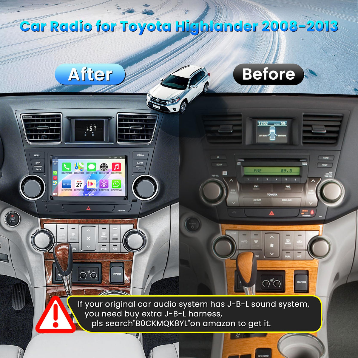 B4U Highlander wireless CarPlay and Android Auto for hands-free use