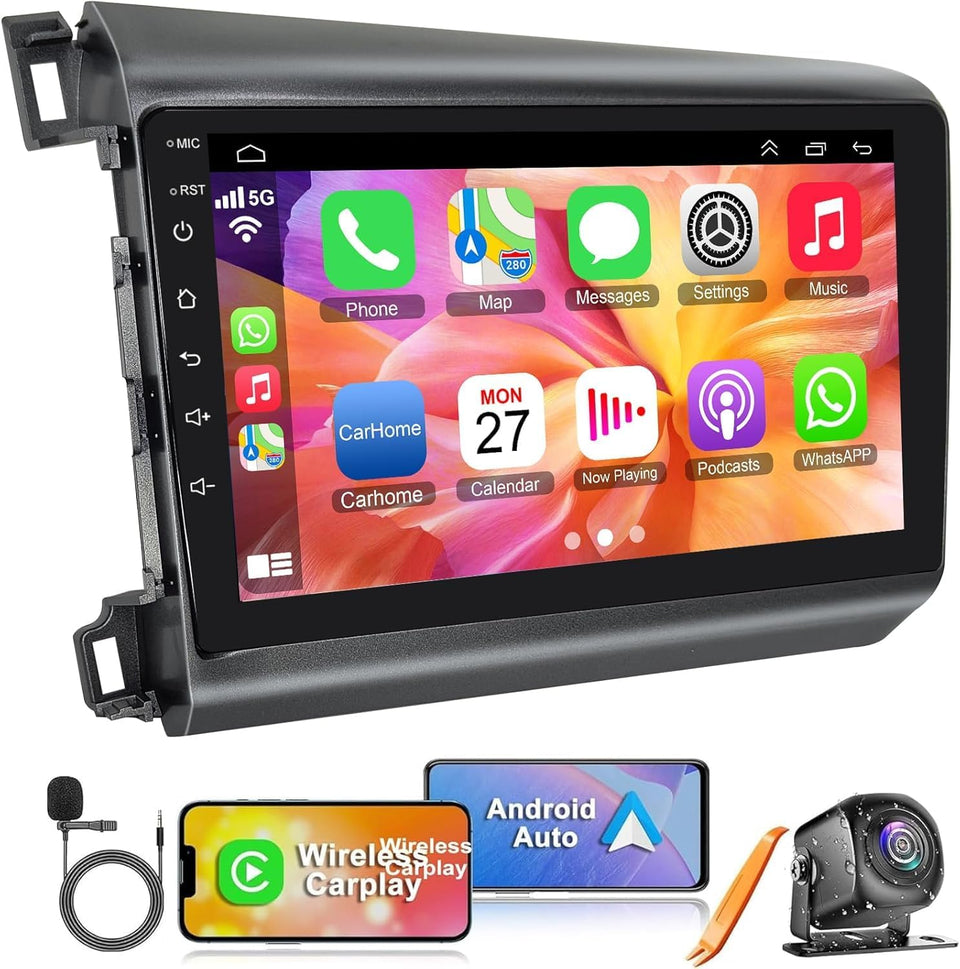 B4U 9-inch head unit for Honda Civic 2012-2015 with Android Auto for easy navigation.